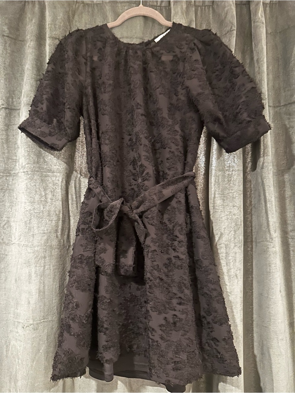 Vero Moda Black Textured Tie-Waist Mini Dress